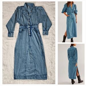 Free People Blue Denim Maxi Dress
